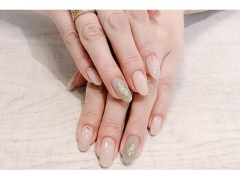 ラルネイル 大宮(Lull. nail)/手描きストーン＊上品ヌーディー