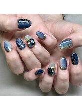 キャンネイル 金山店(Can Nail)/ブルーの華やかマグネットネイル