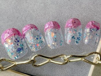 つめノさき/ピンクミラー変形フレンチ