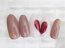 ネイルサロン あかねいろ/バレンタイン　ハート手描き