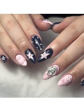 ネイルアトリエビー(nail atelier be’)/ネイビー×ピンクdesign