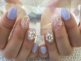 ラベンダー白シースルー花￥8200