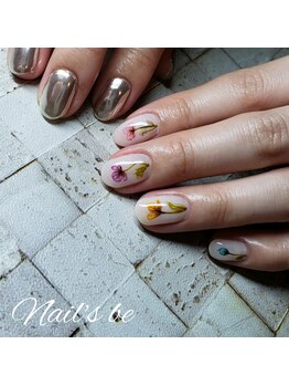 ネイルズ ビー 南昭和町本店(Nail's be)/水彩フラワーネイル