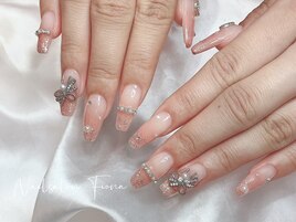 ピーチカラー ワンホンネイル