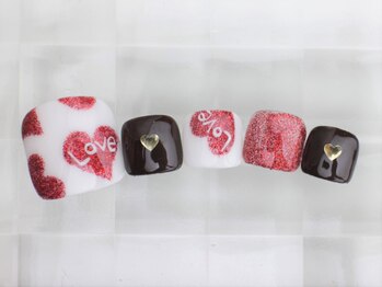 ネイルサロン あかねいろ/バレンタイン　ハート手描き