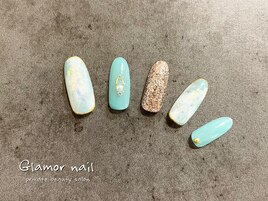 ターコイズ×グリッター