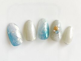 夏　オーロラネイル　タイダイ