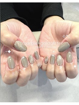 Hand★大理石風ゴールドラメ