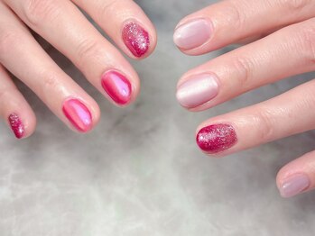 ブリスフルハピネス(Blissful happiness)/ピンクマグネットアシメネイル!