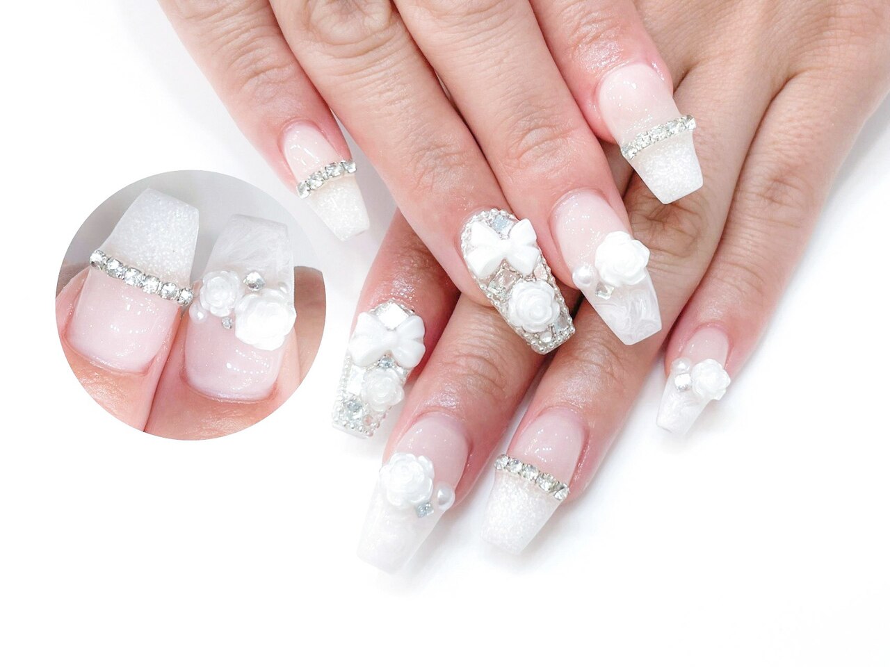 2025年秋トレンド】ホワイト ロングのネイルデザイン集｜人気順｜91