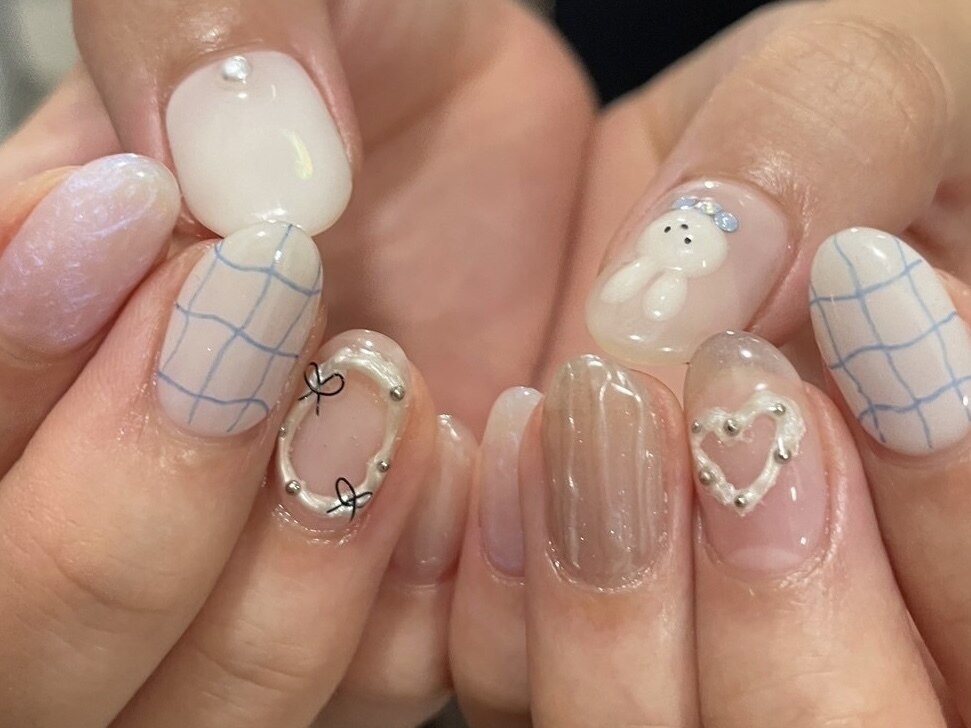 うさぎネイルいぬネイルガーリーネイル