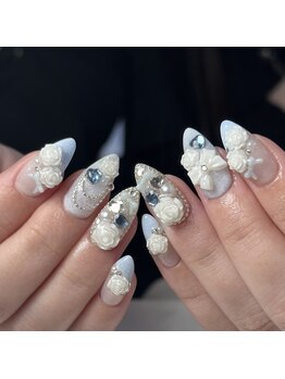 ネイルアトリエビー(nail atelier be’)/リボン×バラdesign