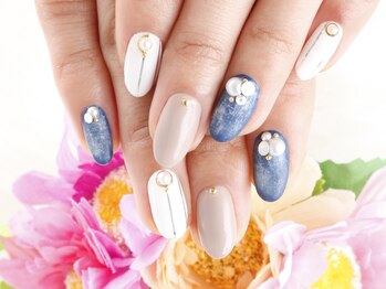 クリスタルネイル ゆめタウン久留米店/デニム柄ジェルネイル