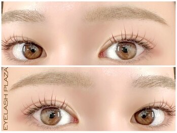 アイラッシュプラザ(EYELASH PLAZA)の写真/髪と馴染むブラウンカラー★透け感×柔らかい印象に♪束感を作ってもナチュラルに仕上がるデザインマツエク