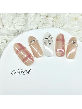 エーアンドエー 蕨店(A&A)/綺麗めチェックネイル
