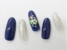 ネイルサロンセレーネ(Selene)/ネイビー　ホワイトネイル
