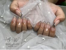 ユーネイル(YW nail)/フレンチ＋パーツ