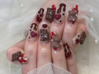 チョコくまバレンタインネイル