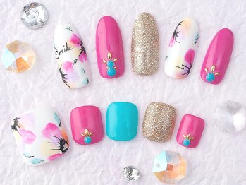 ネイルプラザ 河原町OPA店(NAIL PLAZA)/手描きフラワー
