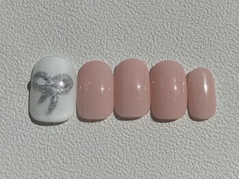 カラ ネイル 中津店(calla nail)/シンプルガーリーリボン