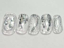 シルバーキラキラネイル¥4500