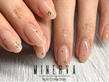ミネルバネイル(MINERVA nail)/ヌーディー×箔ネイル