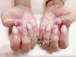 ピンクチークのぷっくりフラワー