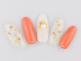 パッションカラー押し花ネイル