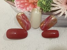 アペル(apare)/ワンカラー×大理石ネイル