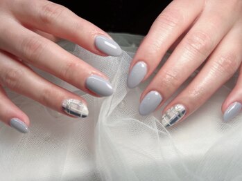 ジョアネイル(JOA Nail)/寒色/チェック/シンプル可愛い