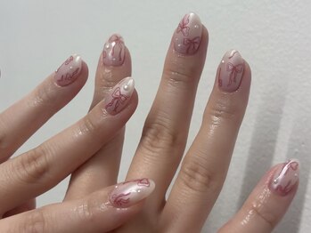 インザピンクリリー(in the pink LILY)/リボンネイル/オーロラネイル