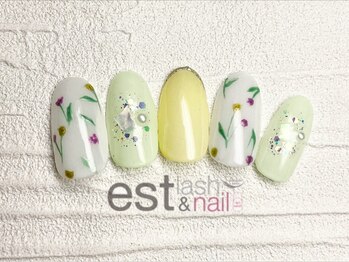 エストラッシュアンドネイル 銀座店(est lash&nail)/パステル小花ネイル