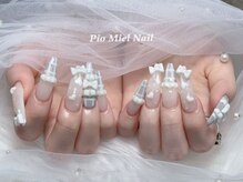 ピオミエルネイル 新宿(pio miel nail)/リボン×ハートネイル