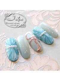 プリーツネイルリボンネイル