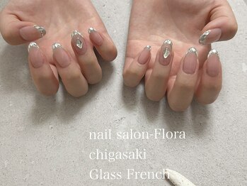 フローラ(_Flora)/ハンド/ガラスフレンチネイル/