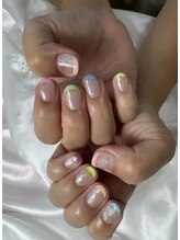 フラワーズネイル(flowers nail)/カラフル/パステルフレンチ