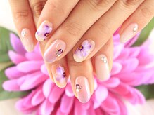 クリスタルネイル 木の葉モール橋本店(CRYSTAL NAIL)/手描きフラワー＊カラグラジェル