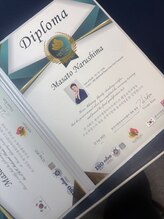 ワイズデュー(Y's Dew)/梨秦院AMO-Beauty Academy修了証