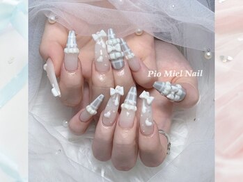 ピオミエルネイル 新宿(pio miel nail)/リボン×ハートネイル