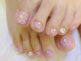 フットフラワー埋め尽くしネイル