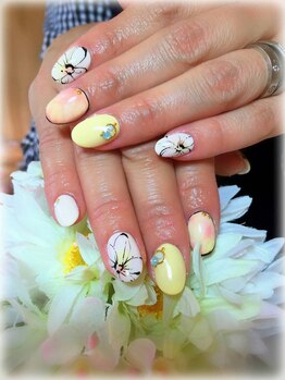 アンベリール ネイルサロンアンドスクール(embellir)/タイダイ×フラワーネイル