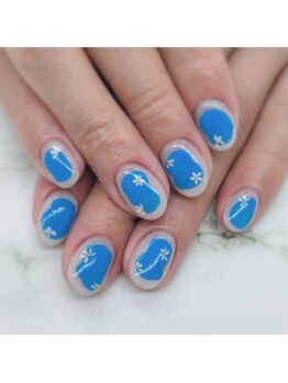 エーナイン 北広島店/ニュアンス×ブルー×花