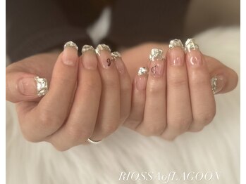 チェック×ラメ×ガラスフレンチ