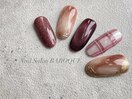 ボルドーチェックネイルデザイン