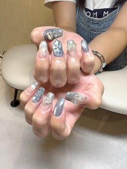 Hand★ギャルかわ水色ネイル☆