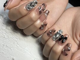 秋リボンネイル