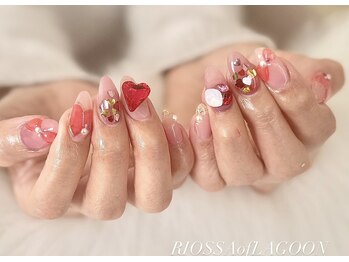 ボルドー×ハート×ビジュー