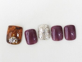 ネイルサロンセレーネ(Selene)/冬のフットネイル べっこう