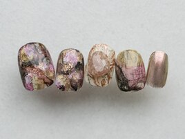 【Art10】絵画風ピンクネイル