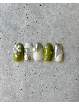 ニアウネイル(niau nail.)/パールフラワーネイル